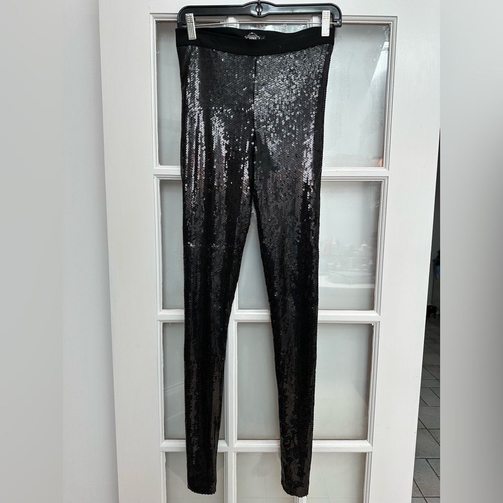 Vintage Avenue Montaigne Y2K Glamorous Black Sequin Cassis Leggings Size 4 S - Picture 11 of 11